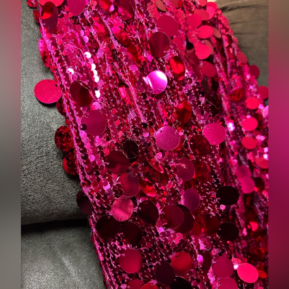 Windsor Y2K Style Vibrant Pink Sequin Strapless Mini Dress New! - Picture 10 of 16